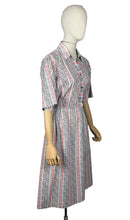 Load image into Gallery viewer, Original 1950’s Volup White, Grey and Pink Stripe Cotton Day Dress - Bust 44