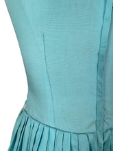 Load image into Gallery viewer, Original 1950's Turquoise Blue Cotton Dress with White Soutache by Carnegie - Bust 32 33 *