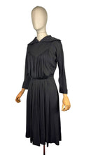Load image into Gallery viewer, Original 1950's Heavy Black Silk Long Sleeved Dress with Pockets - Bust 34