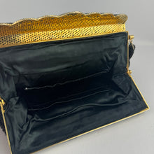 Load image into Gallery viewer, Original 1950's Black and Gold Heavily Beaded Evening Bag