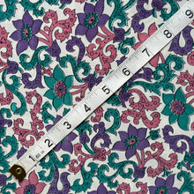 Load image into Gallery viewer, Original 1940's White, Green, Pink and Purple Crepe Dressmaking Fabric - 35" x 120"