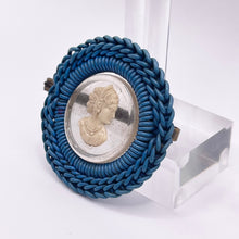 Load image into Gallery viewer, Original 1940's Blue and White Wartime Make Do and Mend Wire Brooch with Cameo Button Middle *