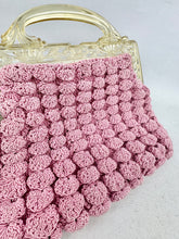 Load image into Gallery viewer, Original 1940's Pink Crochet Bag with Early Plastic Frame