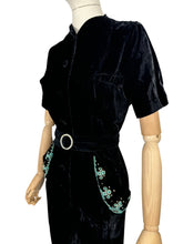 Load image into Gallery viewer, Original 1940's Black Velvet Beaded Jumpsuit by Robert Rosenfeld - Bust 34