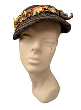 Load image into Gallery viewer, Original 1930's Brown Straw Hat with Autumnal Trim by LeWite London
