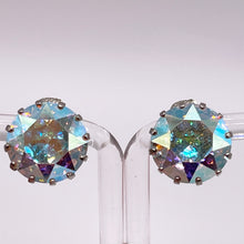 Load image into Gallery viewer, Vintage Faceted Glass Aurora Borealis Clip-on Earrings