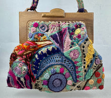 Load image into Gallery viewer, Original Early 20th Century Wool Embroidered Bag with Wooden Frame