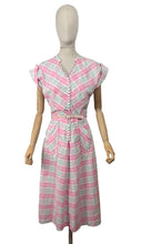 Load image into Gallery viewer, Original 1950's Penney's of Brentwood White, Pink, Blue and Green Plaid Belted Cotton Day Dress - Bust 38