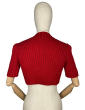Load image into Gallery viewer, 1940's Reproduction Hand Knitted Bolero in Christmas Red - B34 36 38 40 42