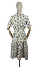 Load image into Gallery viewer, Original 1940's 1950's Cotton Belted Day Dress with Floral Print in Blue, Pink, Green and Yellow - Bust 38