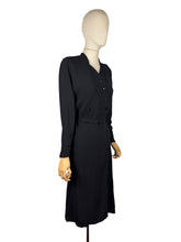 Load image into Gallery viewer, Original 1940's Classic Black Crepe Belted Day Dress with Beaded Pocket Detail - Bust 35 36