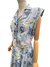 Load image into Gallery viewer, Original 1950’s Sleeveless Cotton Day Dress in Blue Painterly Floral - Bust 38 40