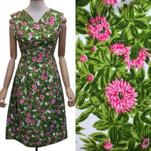 Load image into Gallery viewer, Original 1950's Green and Pink Floral Dress by Peggy Page - Bust 34