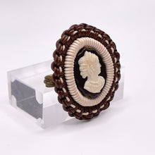 Load image into Gallery viewer, Original 1940's Brown and Cream Wartime Make Do and Mend Wire Brooch with Cameo Middle *