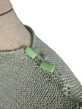 Load image into Gallery viewer, Reproduction 1940's Striped Jumper in Turtle Green and Pale Sage Green Pure Wool with Full Puff Sleeves - Bust 34 36