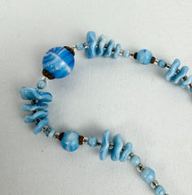 Load image into Gallery viewer, Beautiful Vintage White and Blue Mottled Glass Bead Necklace