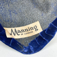 Load image into Gallery viewer, Exceptionally Beautiful Original 1950's Cobalt Blue Velvet Cocktail Hat with Silver Glitter Edged Flowers *