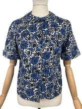 Load image into Gallery viewer, Original 1950's Short Sleeved Cotton Shirt in Black, Blue and White - Bust 36