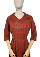 Load image into Gallery viewer, Original 1950's Red and Brown Check Wool Dress - Bust 34 35 *