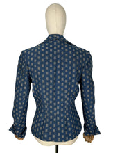 Load image into Gallery viewer, Original 1940's Grey, Black and Cobalt Blue Beaded Wool Jacket - Bust 38