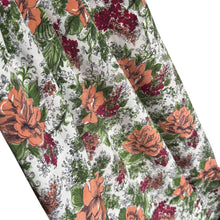 Load image into Gallery viewer, Original 1940's White, Peach, Pink and Green Silk Crepe Floral Dressmaking Fabric with Roses - 35" x 140"