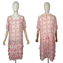 Load image into Gallery viewer, Original 1920's Volup Fine Cotton Lawn Two Tone Pink Floral Day Dress with Ruffles - Bust 46 *