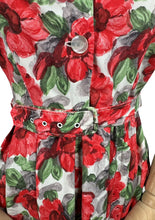 Load image into Gallery viewer, Original 1950's Petite Fit Bright Floral Floppy Cotton Day Dress - Bust 34 35 36 *