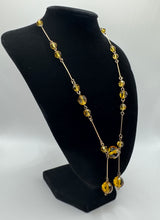 Load image into Gallery viewer, Antique Edwardian Amber Coloured Glass Necklace with Double Droplet