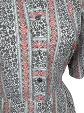 Load image into Gallery viewer, Original 1950’s Volup White, Grey and Pink Stripe Cotton Day Dress - Bust 44
