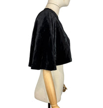 Load image into Gallery viewer, Original 1930's Inky Black Velvet Cape with Crepe Lining - Bust 34 36