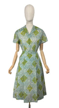 Load image into Gallery viewer, Original 1950's White, Blue, Green and Black Nylon Belted Day Dress - Bust 38 *