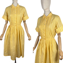 Load image into Gallery viewer, Original 1950's White and Yellow Gingham Cotton Dress - Bust 40 *