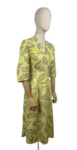 Load image into Gallery viewer, Original 1940's Yellow, Black and White Floppy Cotton Summer Dress with Original Belt - Bust 34 *