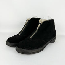 Load image into Gallery viewer, Original 1950's Morlands Fur Lined Black Suede Zip Front Winter Boots - UK 6 6.5