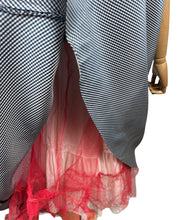 Load image into Gallery viewer, Original 1950's Black, Blue and White Taffeta Dress in Fine Check with Red Petticoat - Bust 36 37 *