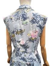 Load image into Gallery viewer, Original 1950’s Sleeveless Cotton Day Dress in Blue Painterly Floral - Bust 38 40