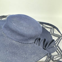 Load image into Gallery viewer, Beautiful Original 1930's French Navy Picture Hat with Net and Chevron Detail