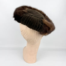 Load image into Gallery viewer, Original 1950's Brown Velvet and Real Fur Hat by Henry Ash