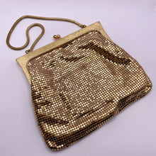 Load image into Gallery viewer, Vintage Gold Metal Mesh Bag with Snake Chain Handle and Fully Lined - Great Evening Bag *