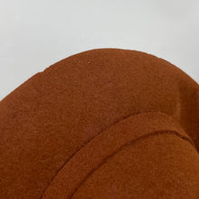 Load image into Gallery viewer, Original 1940's Rust Felt Tilt Topper Hat Trimmed with Large Felt Leaves and with a Neat Tie Back *