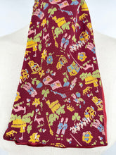 Load image into Gallery viewer, Original 1953 Queen Elizabeth II Coronation Commemorative Cravat - Fabulous Novelty Print on Burgundy Crepe
