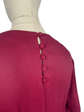 Load image into Gallery viewer, REPRODUCTION 1930's Burgundy Day Dress with Three Quarter Length Sleeves and Bow Detail on the Bodice - Bust 36