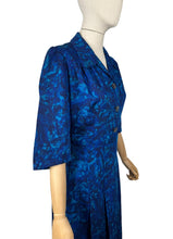 Load image into Gallery viewer, Original 1950’s Volup Blue Lightweight Wool Day Dress with Mother of Pearl Buttons - Bust 42
