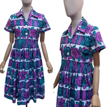 Load image into Gallery viewer, Original 1950's Cotton Dress in White, Green, Pink and Blue - Bust 36