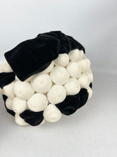 Load image into Gallery viewer, Original 1950's Black and White Straw Bobble Hat with Velvet Trim *