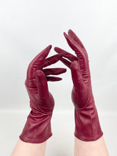 Load image into Gallery viewer, Original 1930's 1940's Burgundy Kid Leather Dents Bourne & Hollingsworth Gloves - Size 7 1/2 *
