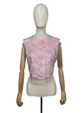 Load image into Gallery viewer, Original 1960’s Stephen Chu Hong Kong Pink and Silver Heavily Beaded Blouse with Back Zip and Fringed Hem - Bust 34 36