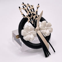 Load image into Gallery viewer, Original 1940's Black and White Wartime Make Do and Mend Wire Brooch with Flower Button MIddle *