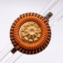 Load image into Gallery viewer, Original 1940's Brown and Orange Wartime Make Do and Mend Wirework Brooch with Pretty Button Middle *
