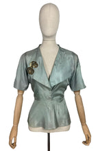 Load image into Gallery viewer, Original 1930's Pale Resida Green Evening Jacket with Gold Sequin Bow Trim - Bust 38 *